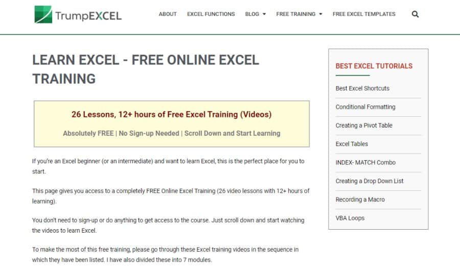 free excel tutorial for mac