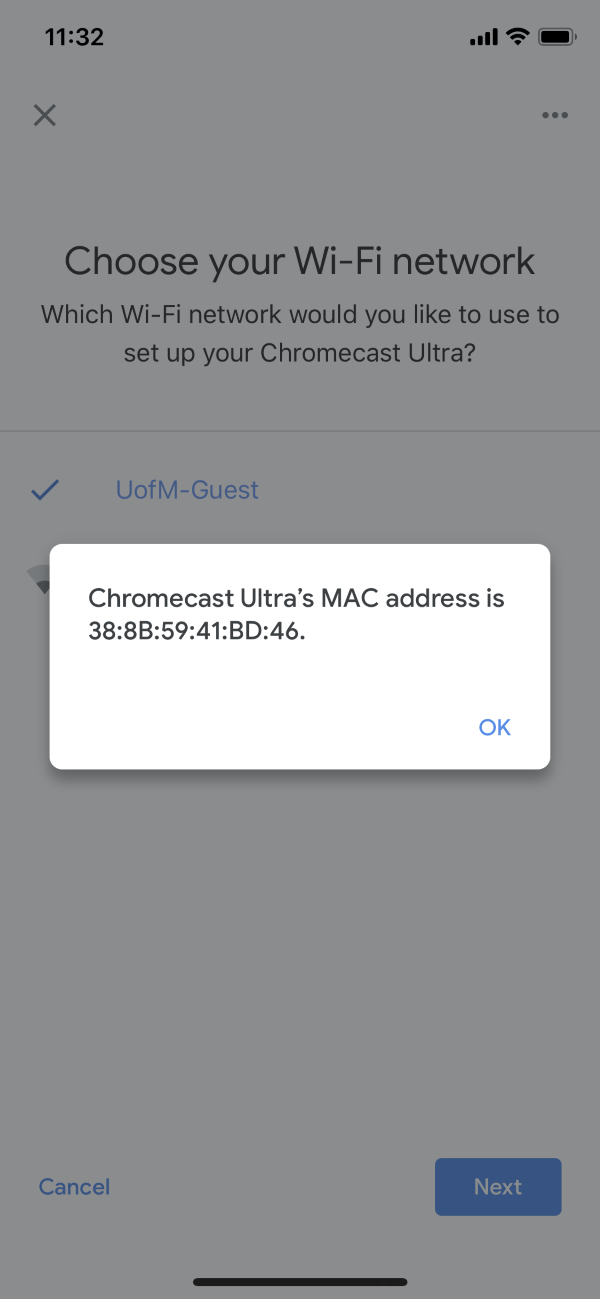 can you find the mac address for chromecast without it being connect to the network